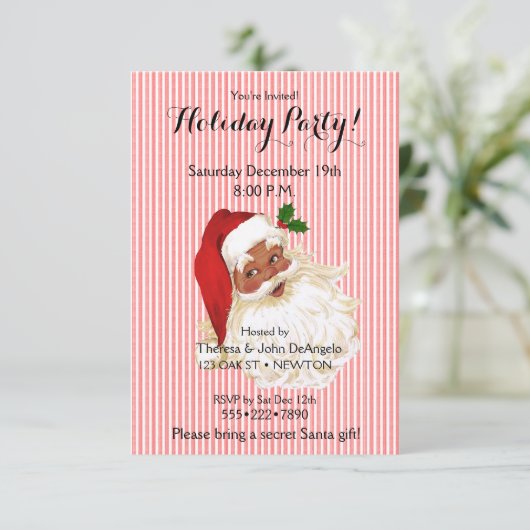 Einladung des Black Santa Claus Red White Stripe (Stehend Vorderseite)