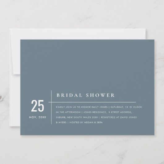 EINLADUNG DES BLAUEN-GRAUEN-BRAUTPARTY (Vorderseite)