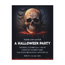 Einladung des Bloody Skull-Halloween-Party Postkar