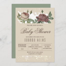 Einladung des Burgundy Blush Floral Gold Baby Dusc