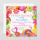 Einladung des Candyland Süßigkeits-Thema-Bonbon-16 (Vorne/Hinten)