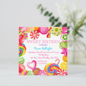 Einladung des Candyland Süßigkeits-Thema-Bonbon-16 (Stehend Vorderseite)