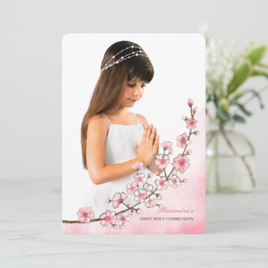 Einladung des Cherry Blossom Branch Foto (Stehend Vorderseite)