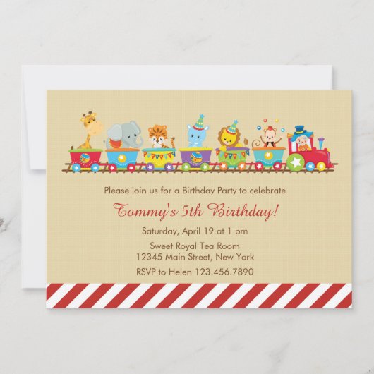 Einladung des Circus Train Birthday (Vorderseite)