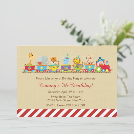 Einladung des Circus Train Birthday (Stehend Vorderseite)