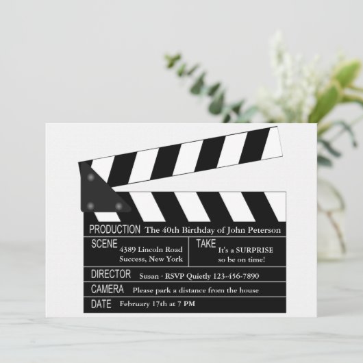 Einladung des Clappers Board (Stehend Vorderseite)