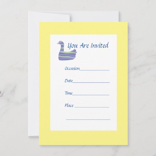 Einladung des Ducky Duck Yellow Child zum Geburtst (Rückseite)