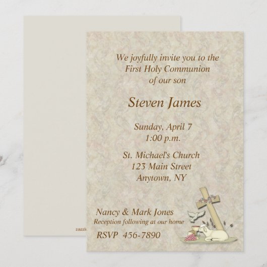 Einladung des ersten Kommunion Lamb (Vorne/Hinten)