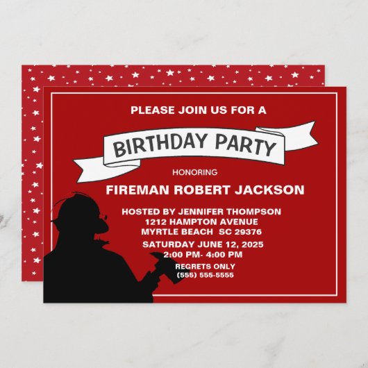 Einladung des Feuerwehrführers zur Geburtstagspart (Vorne/Hinten)