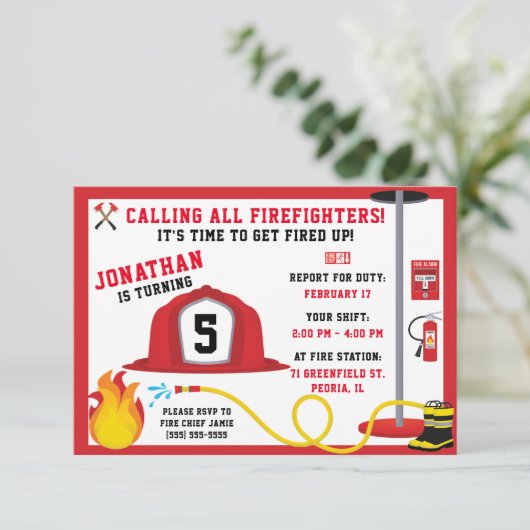 Einladung des Feuerwehrmanns (Stehend Vorderseite)