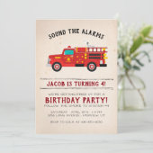 Einladung des Feuerwehrmanns Kindergeburtstag (Stehend Vorderseite)