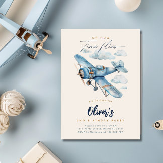 Einladung des Flugzeugs zum Geburtstag | Vintages 