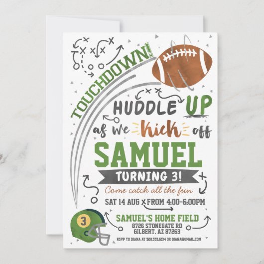 Einladung des Football Kindergeburtstags (Vorderseite)