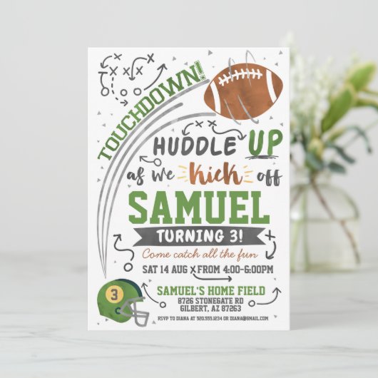 Einladung des Football Kindergeburtstags (Stehend Vorderseite)