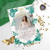 Einladung des Fotos von Quinceanera Emerald Green