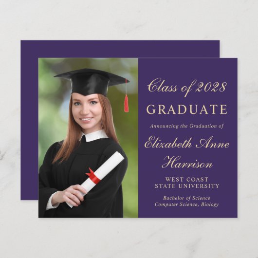 Einladung des Fotos zur Lila Graduierung (Vorne/Hinten)