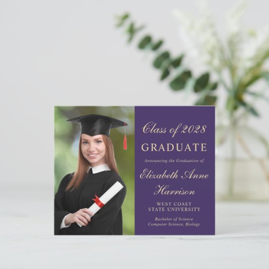 Einladung des Fotos zur Lila Graduierung (Stehend Vorderseite)