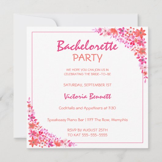 Einladung des gestrichenen Junggeselinnen-Abschied (Vorderseite)