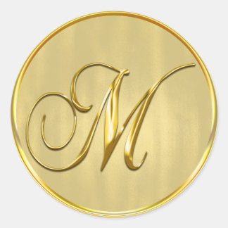 Einladung des Gold Formal Wedding Monogram M Siege Runder Aufkleber