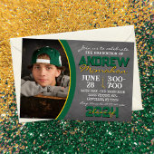 Einladung des Green and Gold Chalkboard Abschlusse