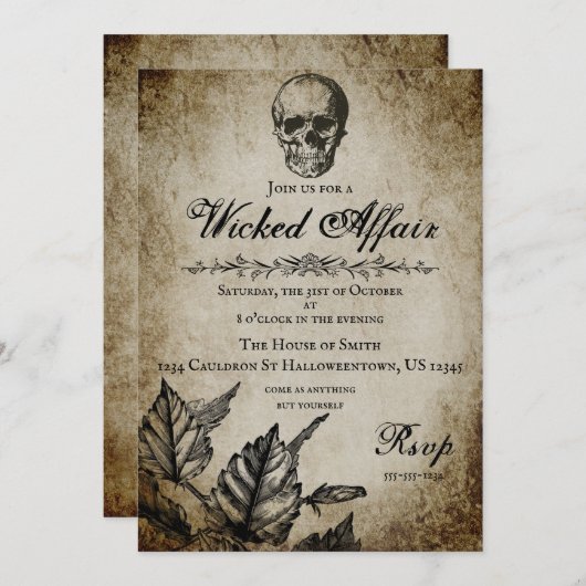 Einladung des Halloween-Party "Wicked Affair" (Vorne/Hinten)
