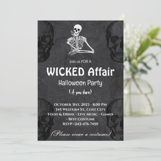 Einladung des Halloween-Party "Wicked Affair" (Stehend Vorderseite)