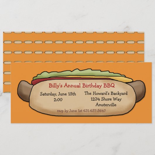 Einladung des Hot Dog (Vorne/Hinten)