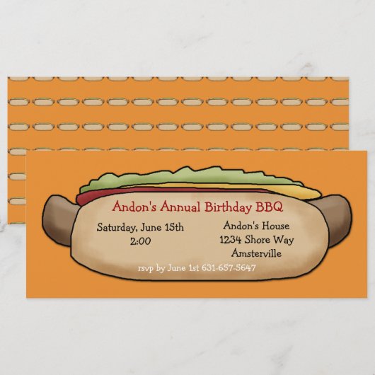 Einladung des Hot Dog (Vorne/Hinten)