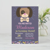 Einladung des Hundes zum Geburtstag (lila) (Stehend Vorderseite)