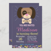 Einladung des Hundes zum Geburtstag (lila) (Vorne/Hinten)