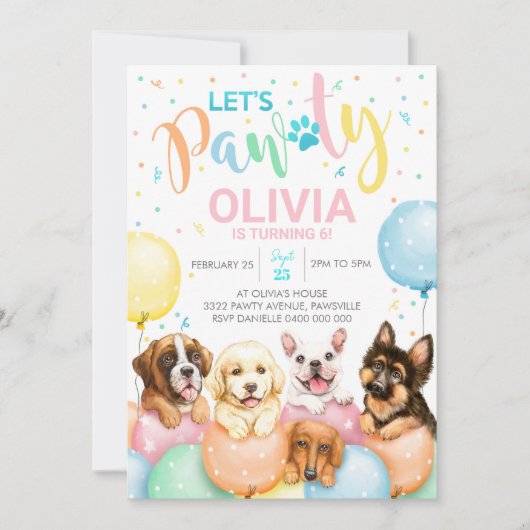 Einladung des Hundes zur Einladung (Vorderseite)