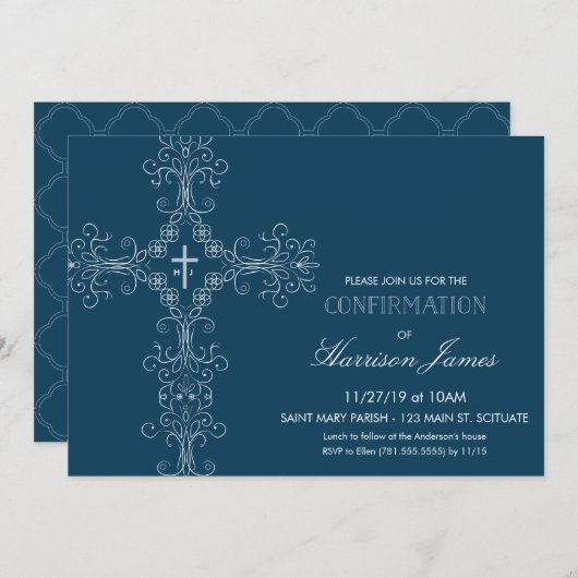 Einladung des Jungen zur Bestätigung mit Kreuz, Mo (Vorne/Hinten)