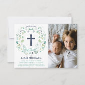 Einladung des Jungen zur Taufe - Custom Foto Card (Vorderseite)