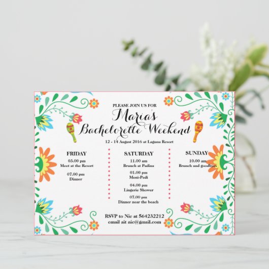 Einladung des Junggeselinnen-Abschieds Fiesta, (Stehend Vorderseite)