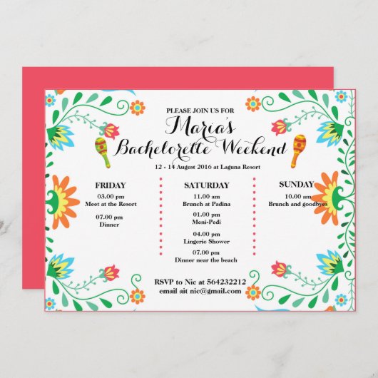 Einladung des Junggeselinnen-Abschieds Fiesta, (Vorne/Hinten)