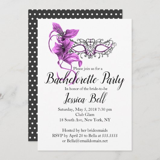 Einladung des Junggeselinnen-Abschieds "venezianis (Vorne/Hinten)