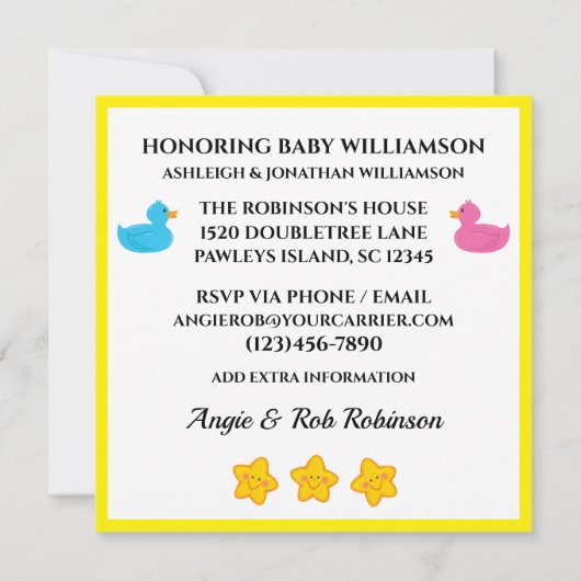 Einladung des Kindes (Rückseite)