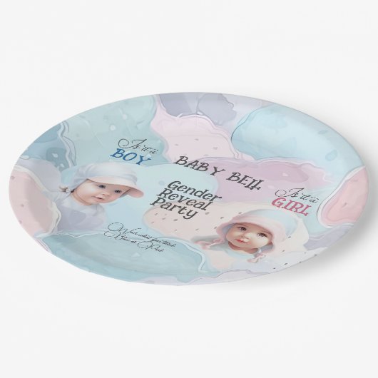 Einladung des Kindes Pappteller (Schrägansicht)