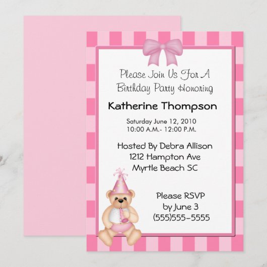 Einladung des Kindes zum Geburtstag (Vorne/Hinten)