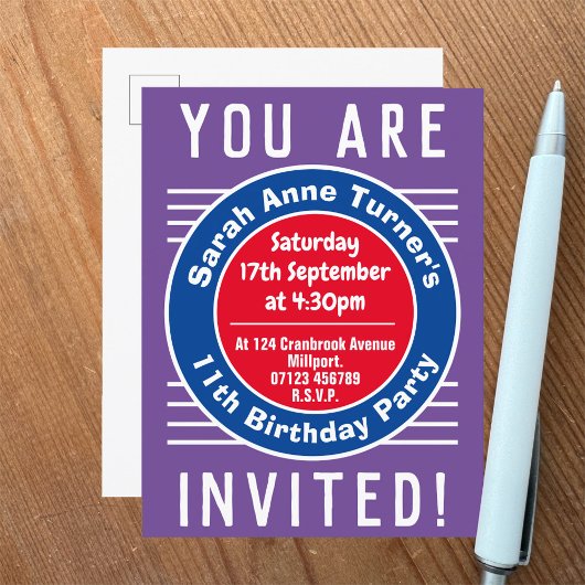 Einladung des Kindes zur 11. Geburtstagsfeier