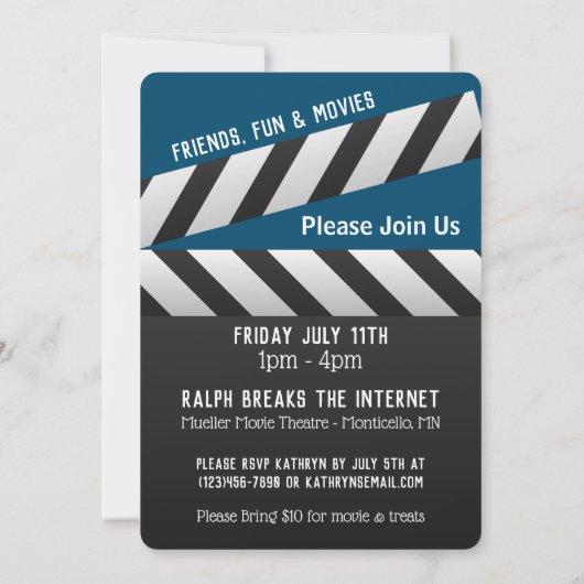 Einladung des Kindes zur Filmvorführung (Rückseite)