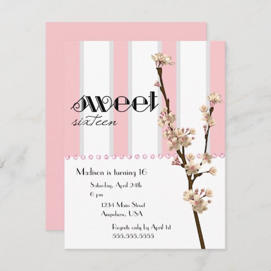 Einladung des Kirschblüten-Bonbon-16 (Vorne/Hinten)