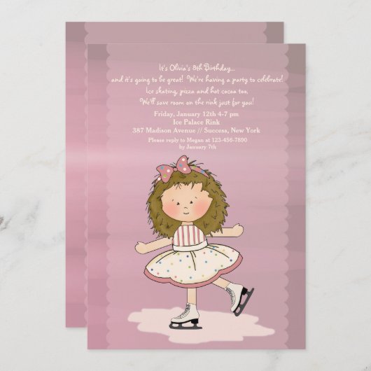 Einladung des kleinen Girl Ice Skaters (Vorne/Hinten)