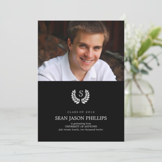 Einladung des Law-rel-Wreath-Monogram-Abschlusses (Stehend Vorderseite)