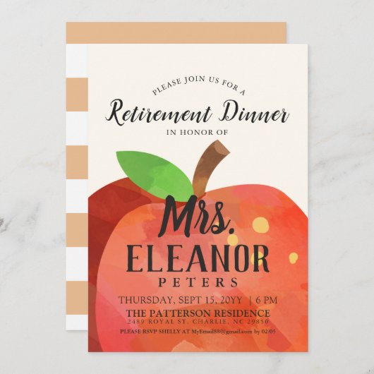 Einladung des Lehrers zum Apple-Rente-Dinner (Vorne/Hinten)