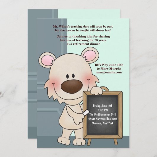 Einladung des Lehrers zum Ruhestand (Vorne/Hinten)