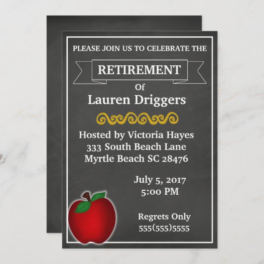 Einladung des Lehrers zur Ruhestandszeit (Vorne/Hinten)