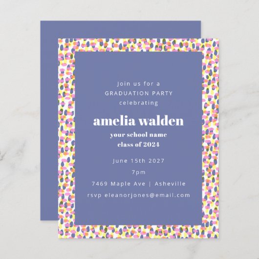 Einladung des Lila Dot Pattern Abschlusses (Vorne/Hinten)