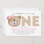 Einladung des Mädchenbären zum ersten Geburtstag (Vorderseite)