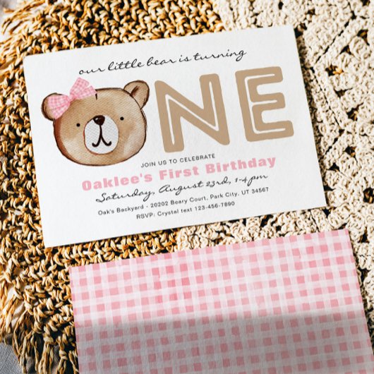 Einladung des Mädchenbären zum ersten Geburtstag